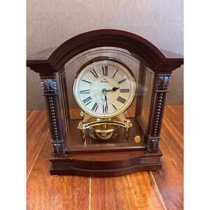 Bulova B1987 Bardwell Desk Mantel Clock Antique Walnut Tested Works